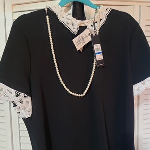 NWT Karl Lagerfeld Blouse w/faux pearl necklace